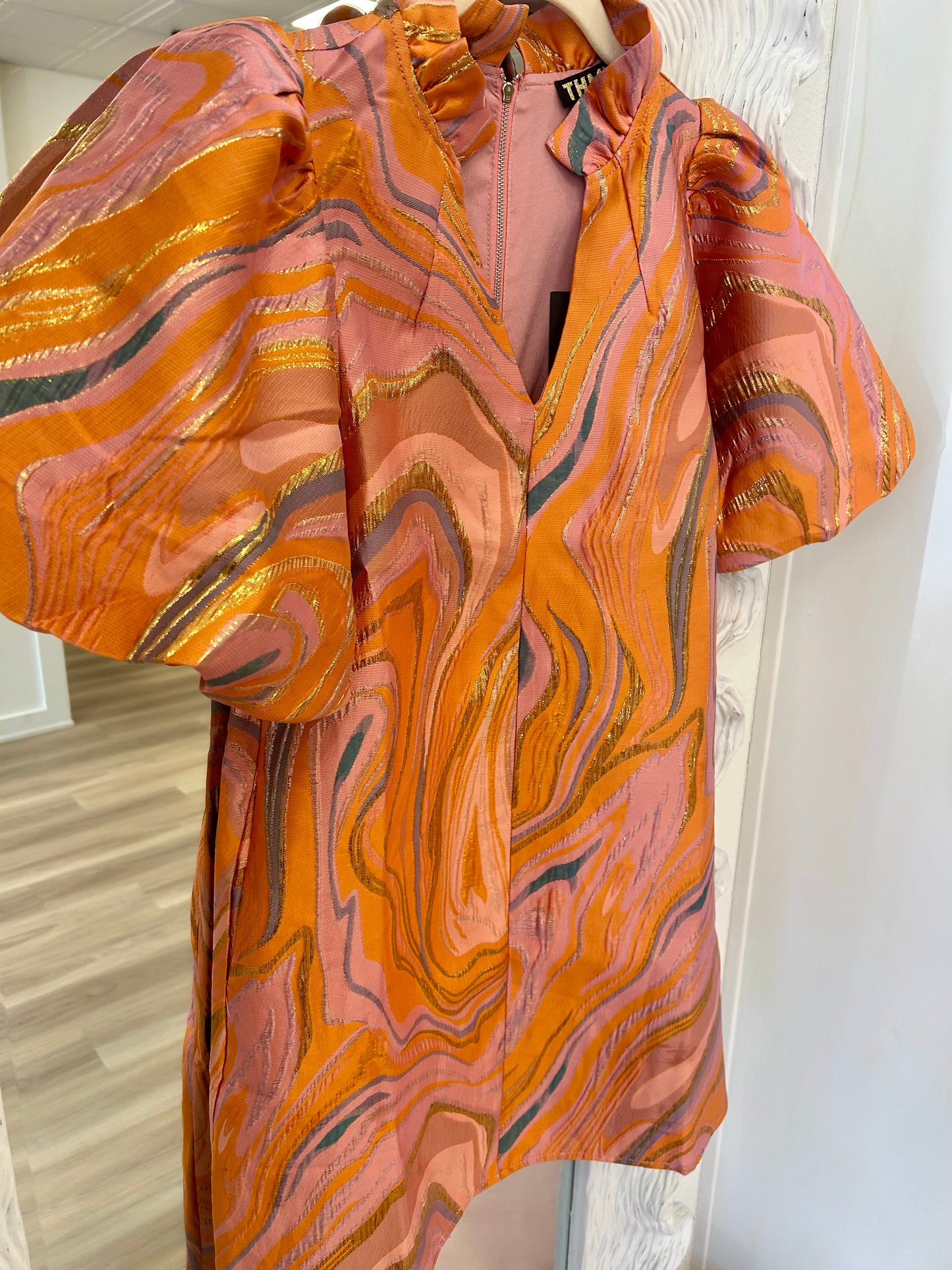 Puff Sleeve Textured Dress