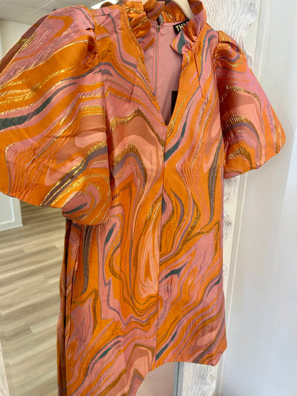 Puff Sleeve Textured Dress