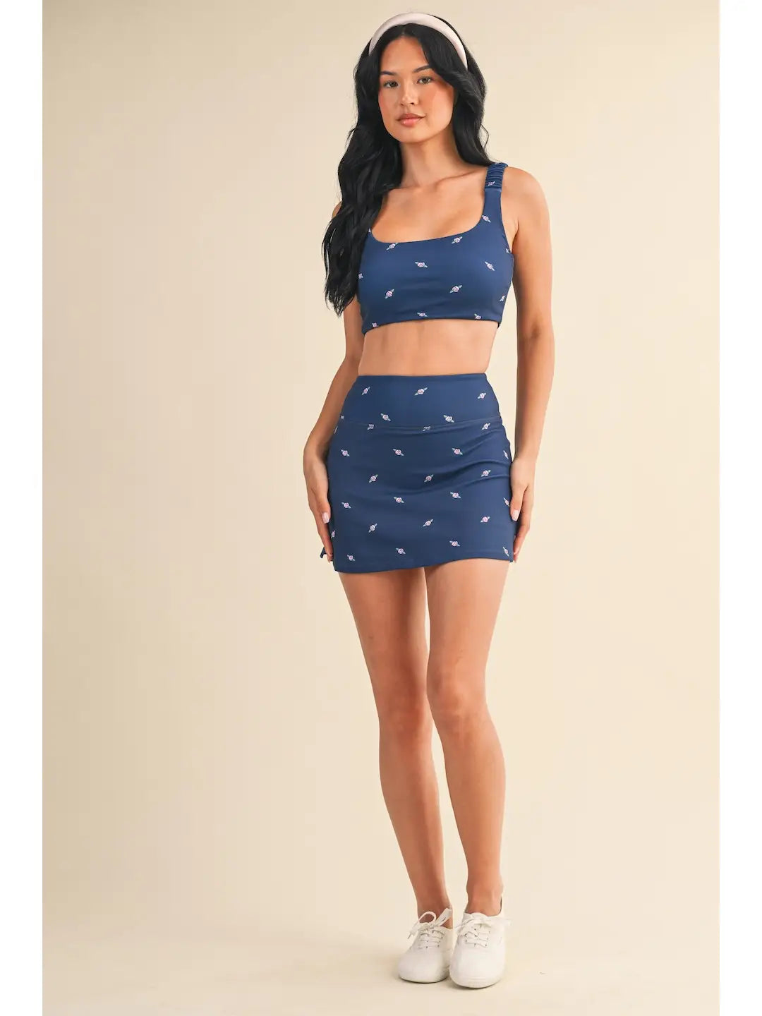 Rose Print Ruched Bra Top