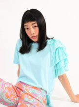 Load image into Gallery viewer, Top w/Ruffles One Shoulder in Aqua
