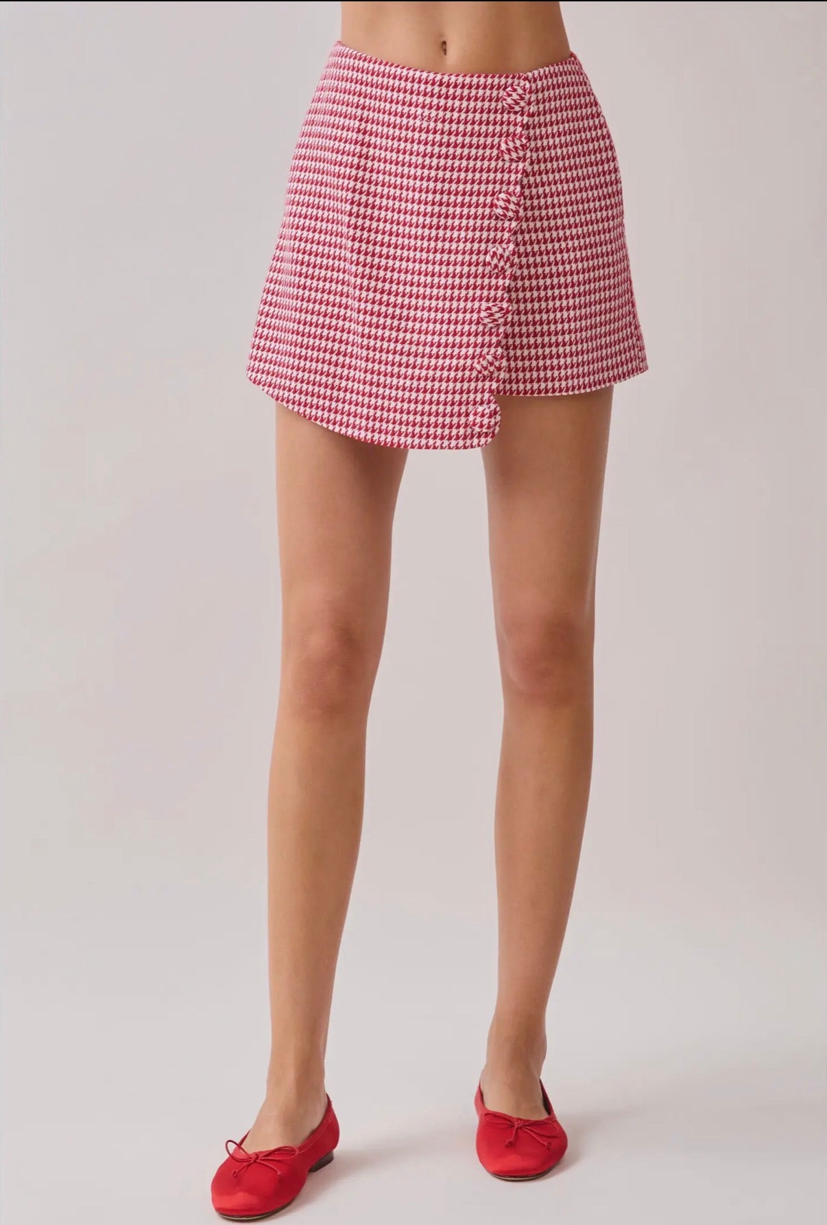 Sterling Houndstooth Wrap Mini Skort