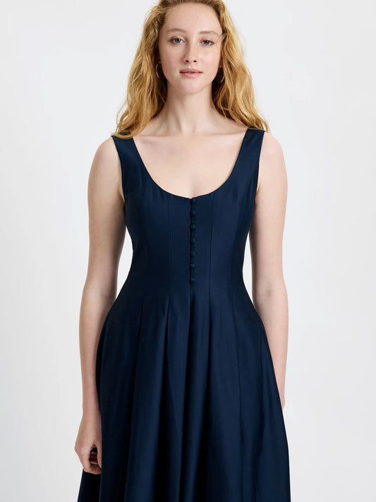 COTTON SATEEN MIDI DRESS