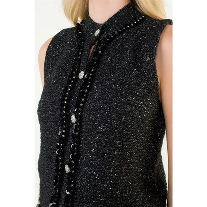 Fringed Sequin Knit Vest