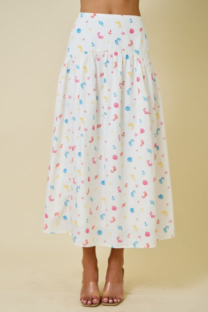 Coastal Print Maxi Skirt