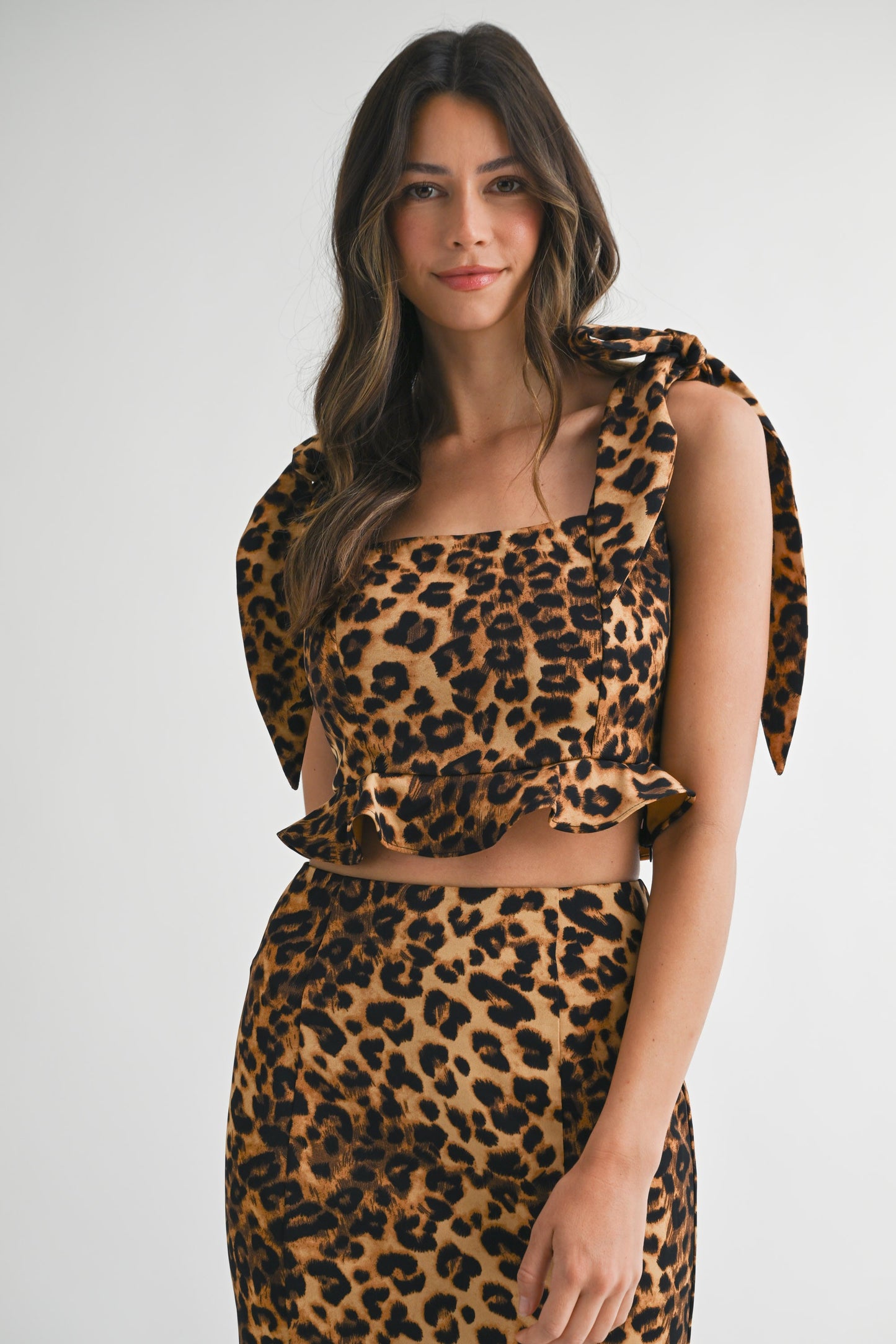 FINAL SALE Leopard Printed Top and Skirt Set
