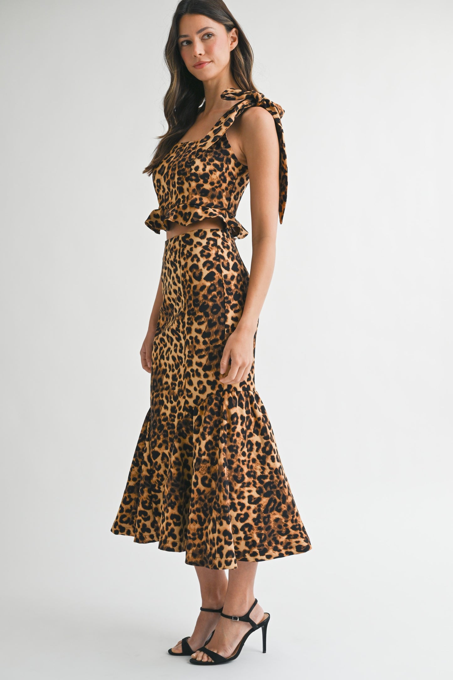 FINAL SALE Leopard Printed Top and Skirt Set