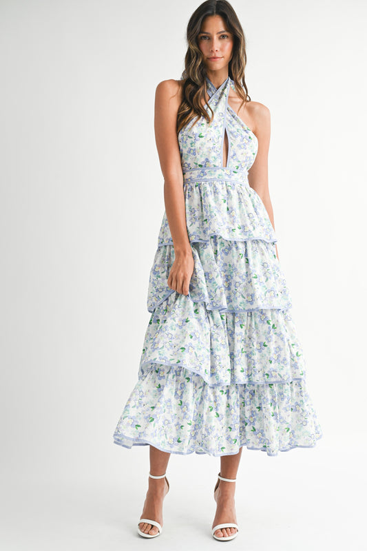 Periwinkle Floral Midi Dress