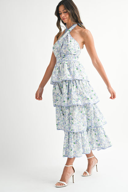 Periwinkle Floral Midi Dress