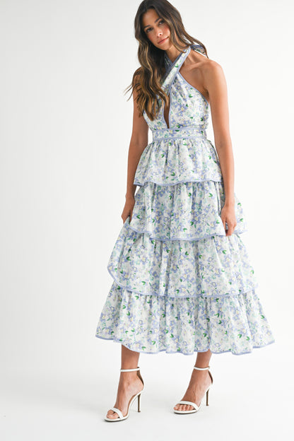 Periwinkle Floral Midi Dress