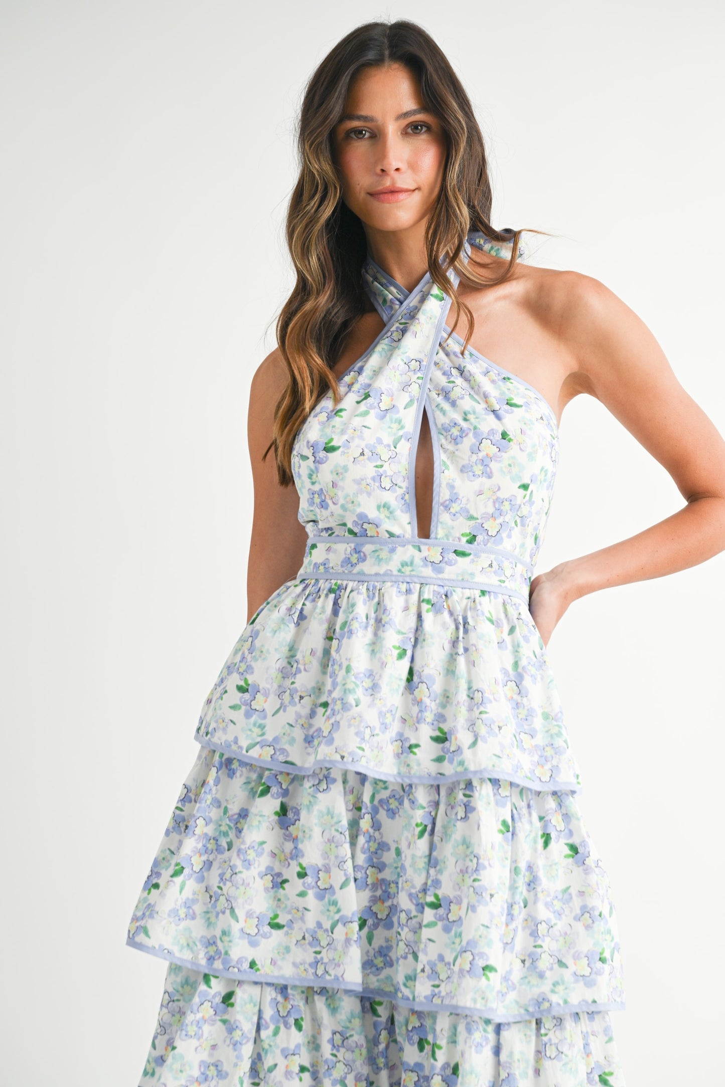 Periwinkle Floral Midi Dress