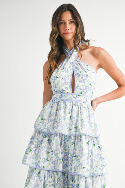 Periwinkle Floral Midi Dress