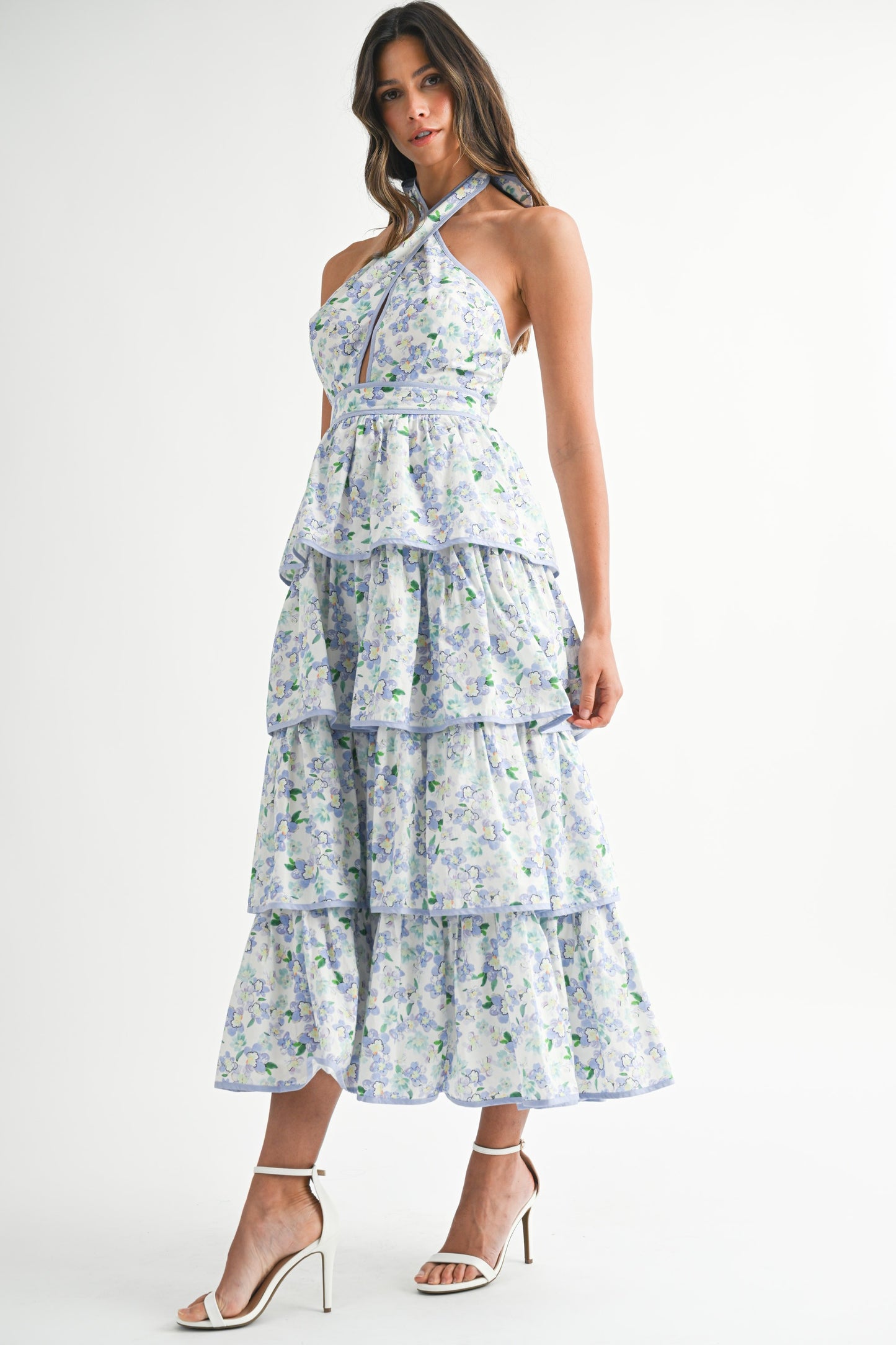 Periwinkle Floral Midi Dress