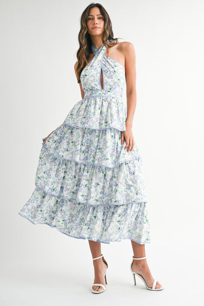 Periwinkle Floral Midi Dress