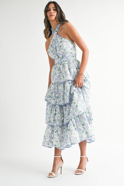 Periwinkle Floral Midi Dress