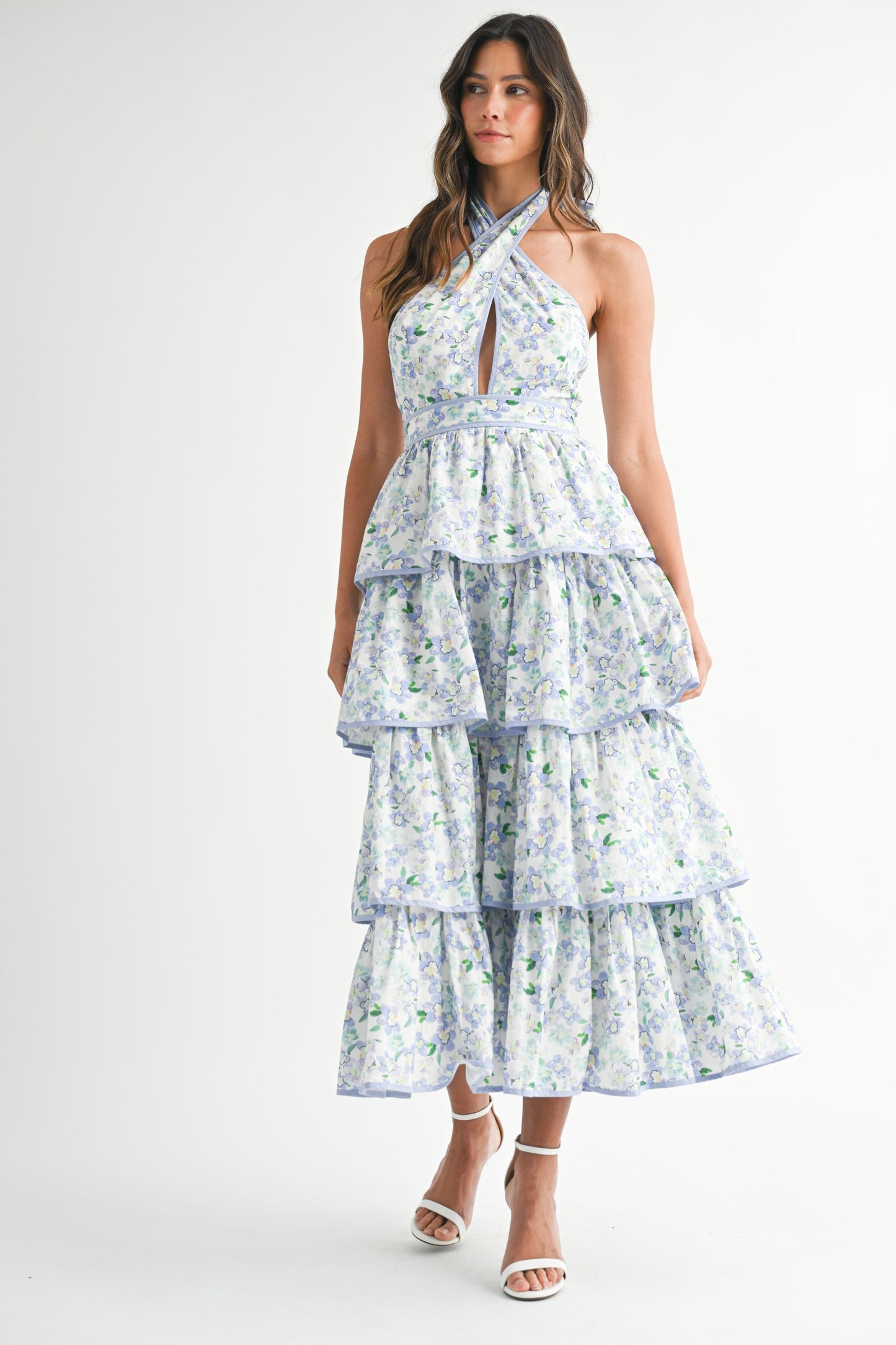 Periwinkle Floral Midi Dress