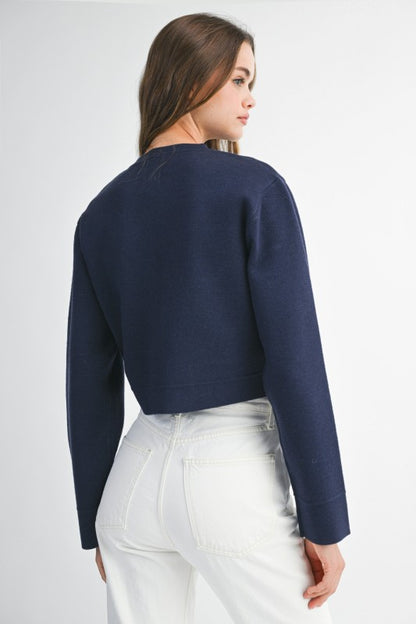 Knit Jacket w/Scallop Edge in Navy
