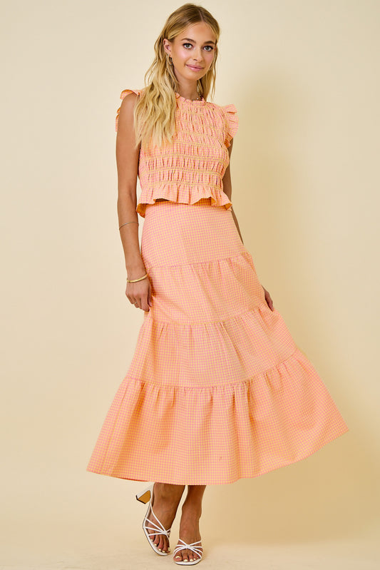 Gingham Smocked Crop Top