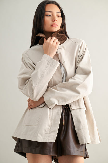 Taupe Collar Oversized Jacket