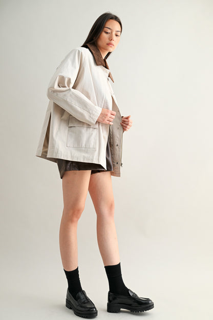 Taupe Collar Oversized Jacket