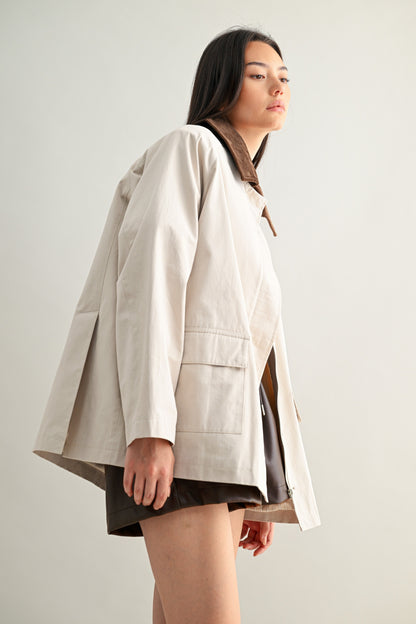 Taupe Collar Oversized Jacket