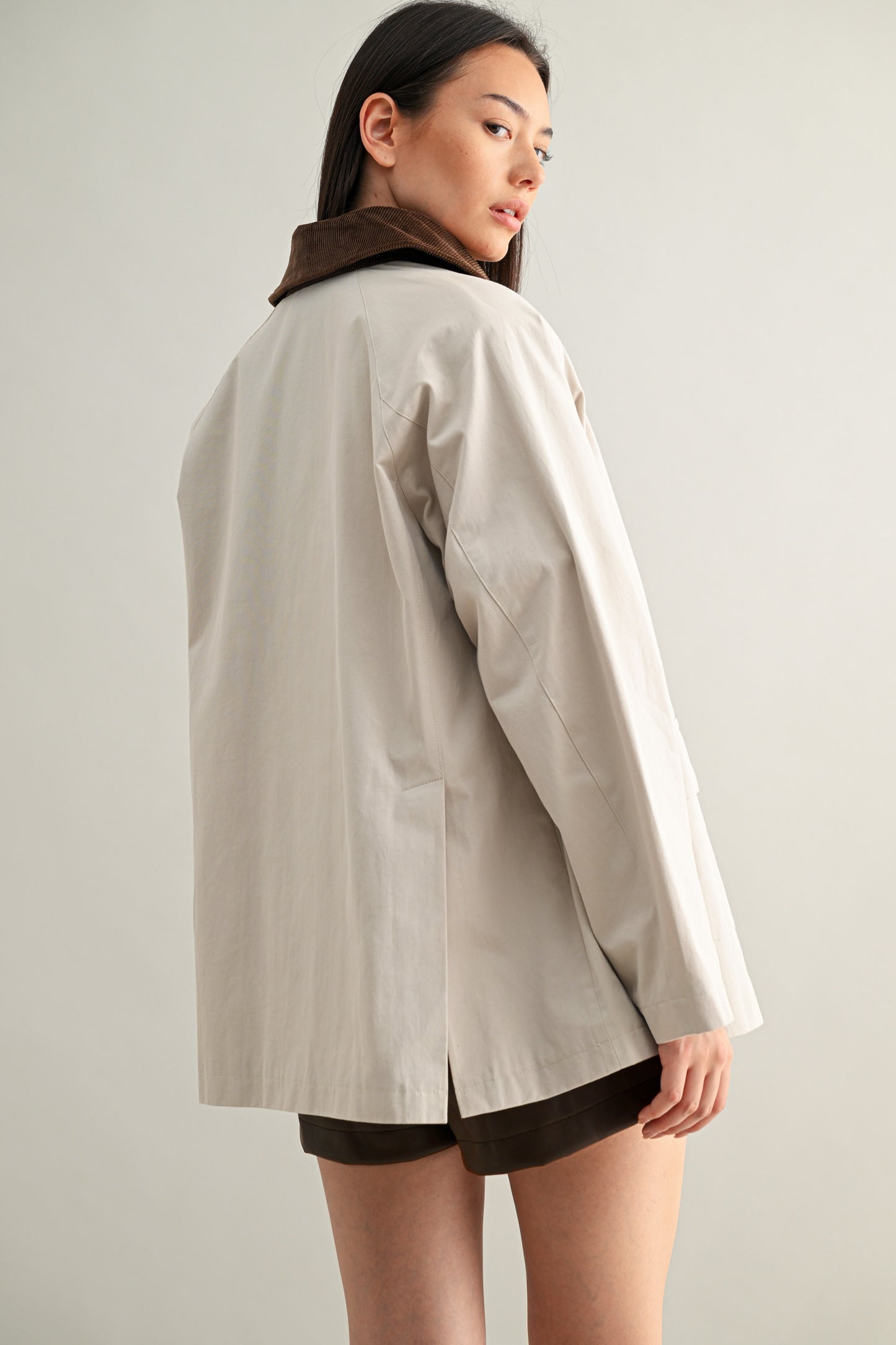 Taupe Collar Oversized Jacket