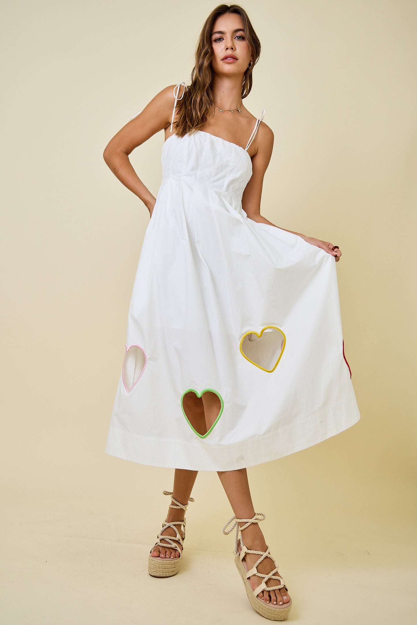 Valentines Heart Cut Out Midi Dress