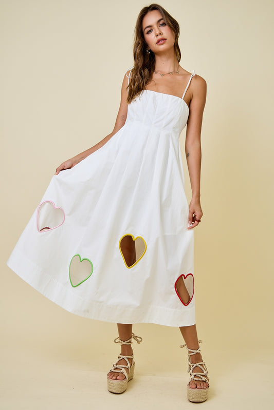 Valentines Heart Cut Out Midi Dress