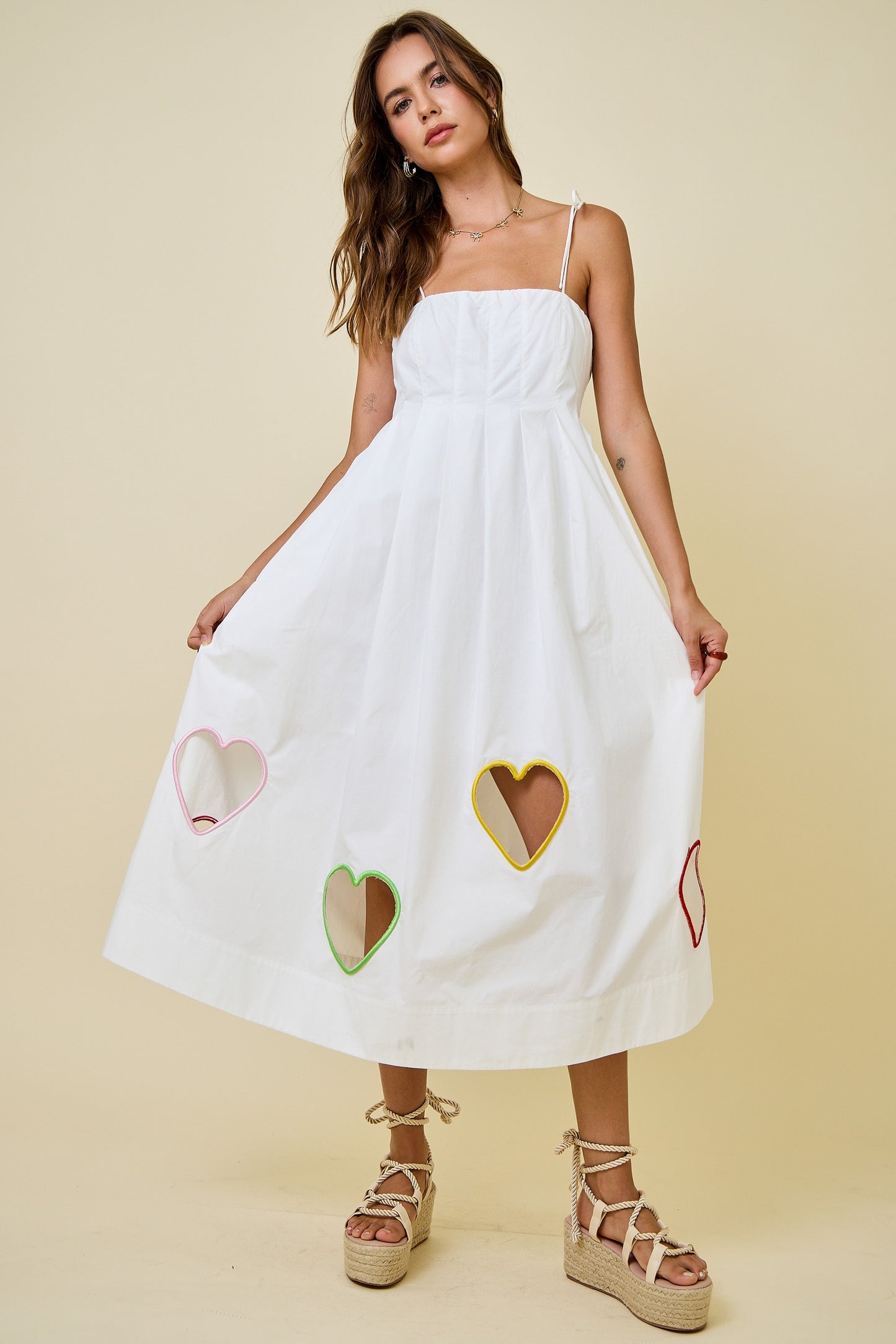 Valentines Heart Cut Out Midi Dress