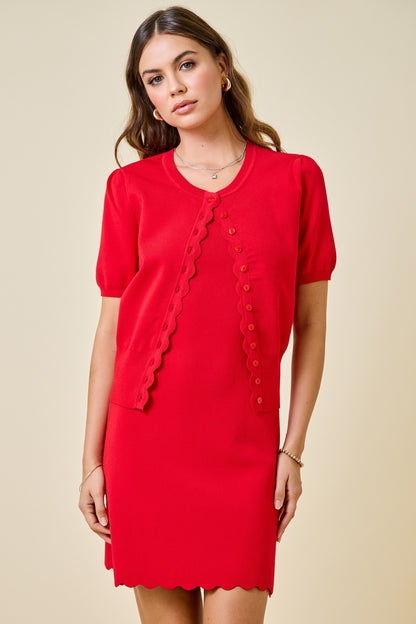 Scalloped Button Down Cardigan Top