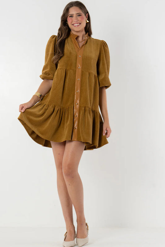 Sadie Dress in Tapenade Corduroy