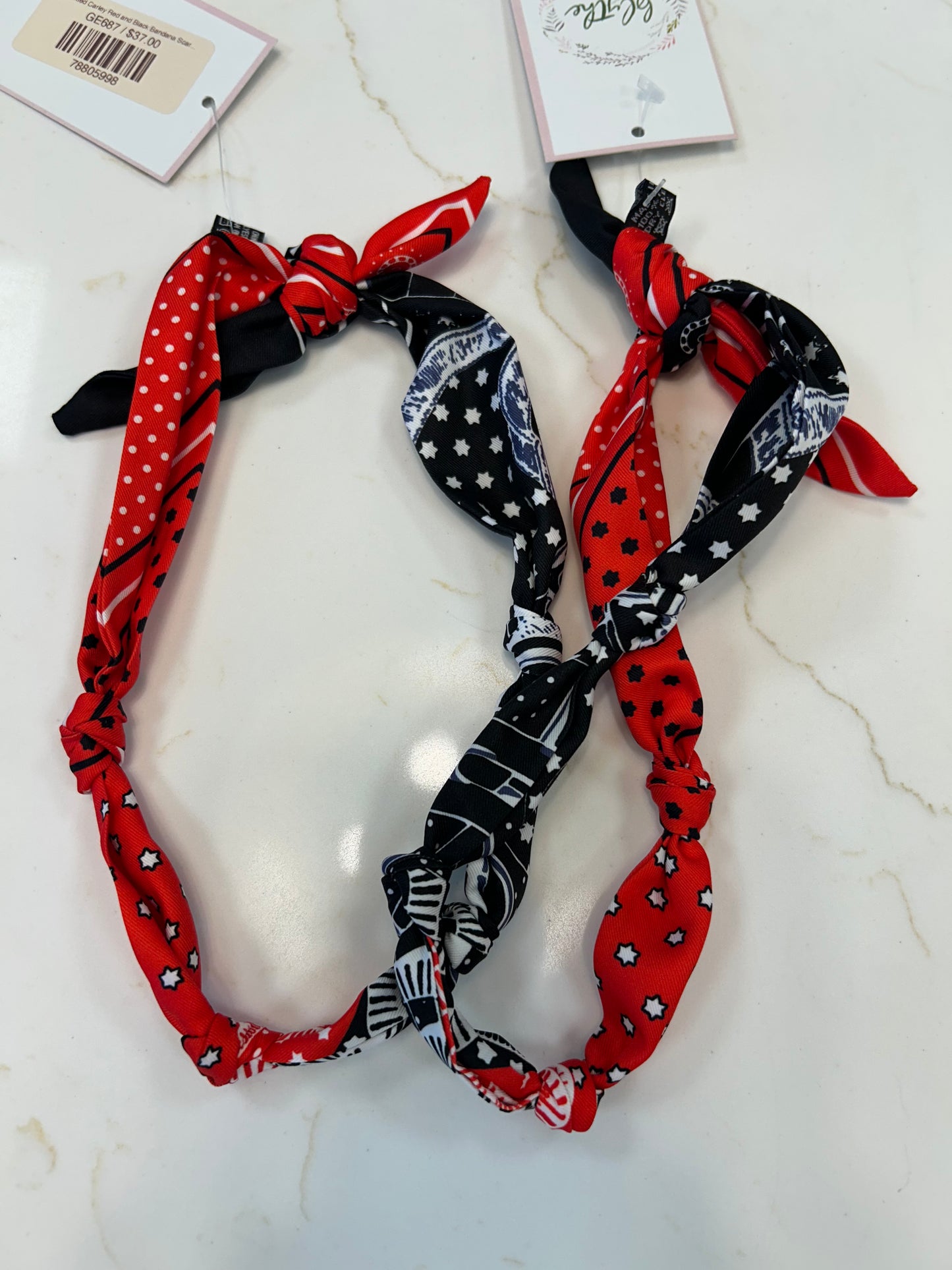 Red/Black Bandana Scarf Necklace
