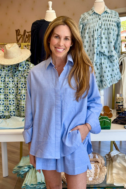 Chambray Shorts in Blue