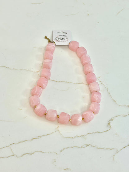 Pink Cube Necklace