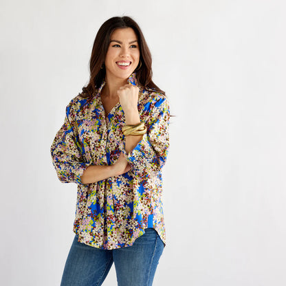 Kimberly Floral Top in Blue