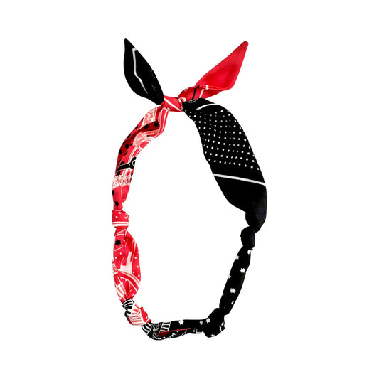 Knotted Carley Red and Black Bandana Scarf Necklace