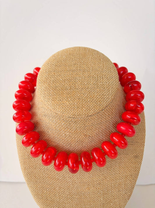 Sooie Red Beaded Necklace