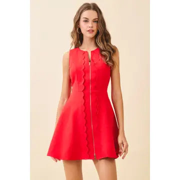 Scalloped Trim Closure Dress