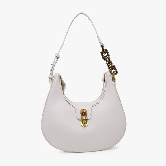 Dallas Twist-Lock Shoulder Bag in Ivory
