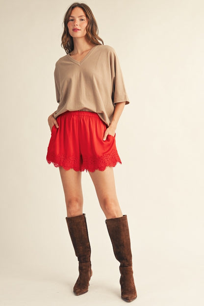 Libby Laced Shorts in Red