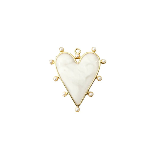 White Pearl Heart Scarf Charm
