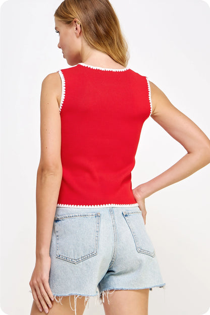 Embroidered Knit Tank Top