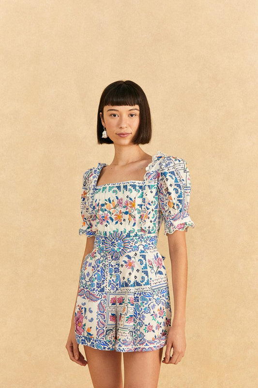 Romantic Bandana Off White Romper
