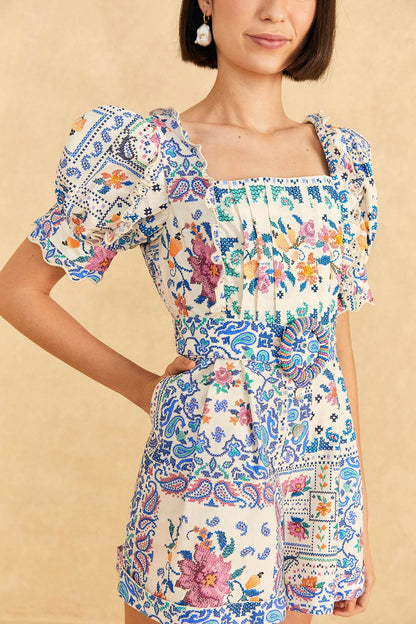 Romantic Bandana Off White Romper