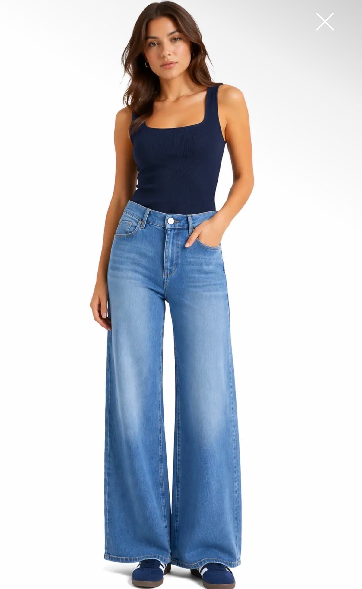 Rosie Wide Leg Jean with Stripe
