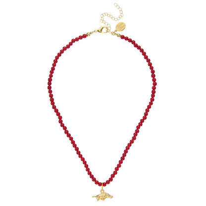 Mini Wild Boar Necklace in Red