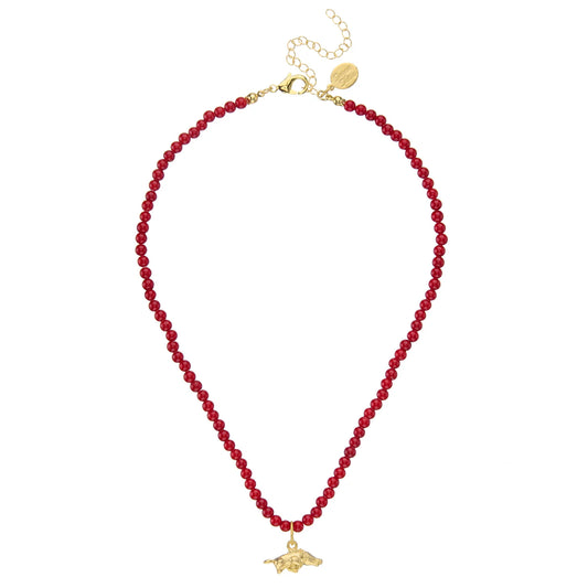 Mini Wild Boar Necklace in Red