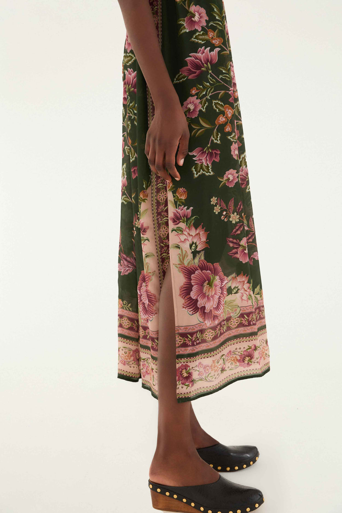 Green Flowering Garden Tree Sleveeless Midi Dress