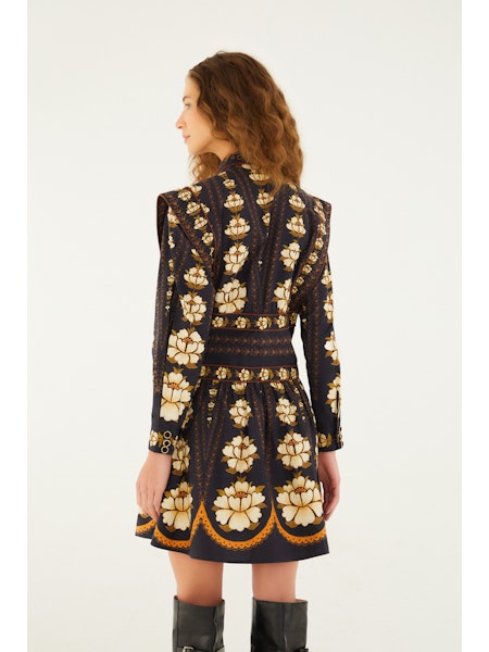 Embroidered Flowers Dress in Black
