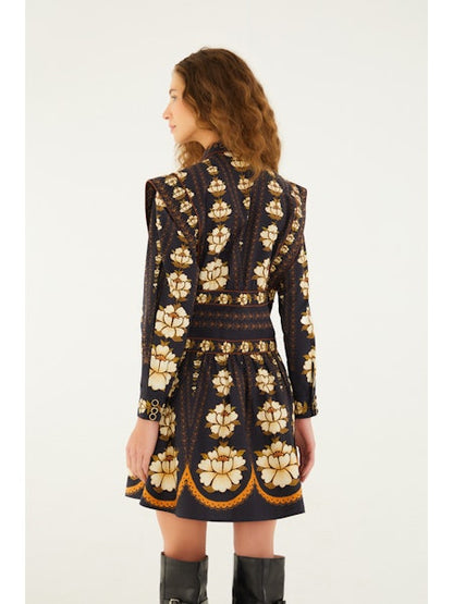Embroidered Flowers Dress in Black