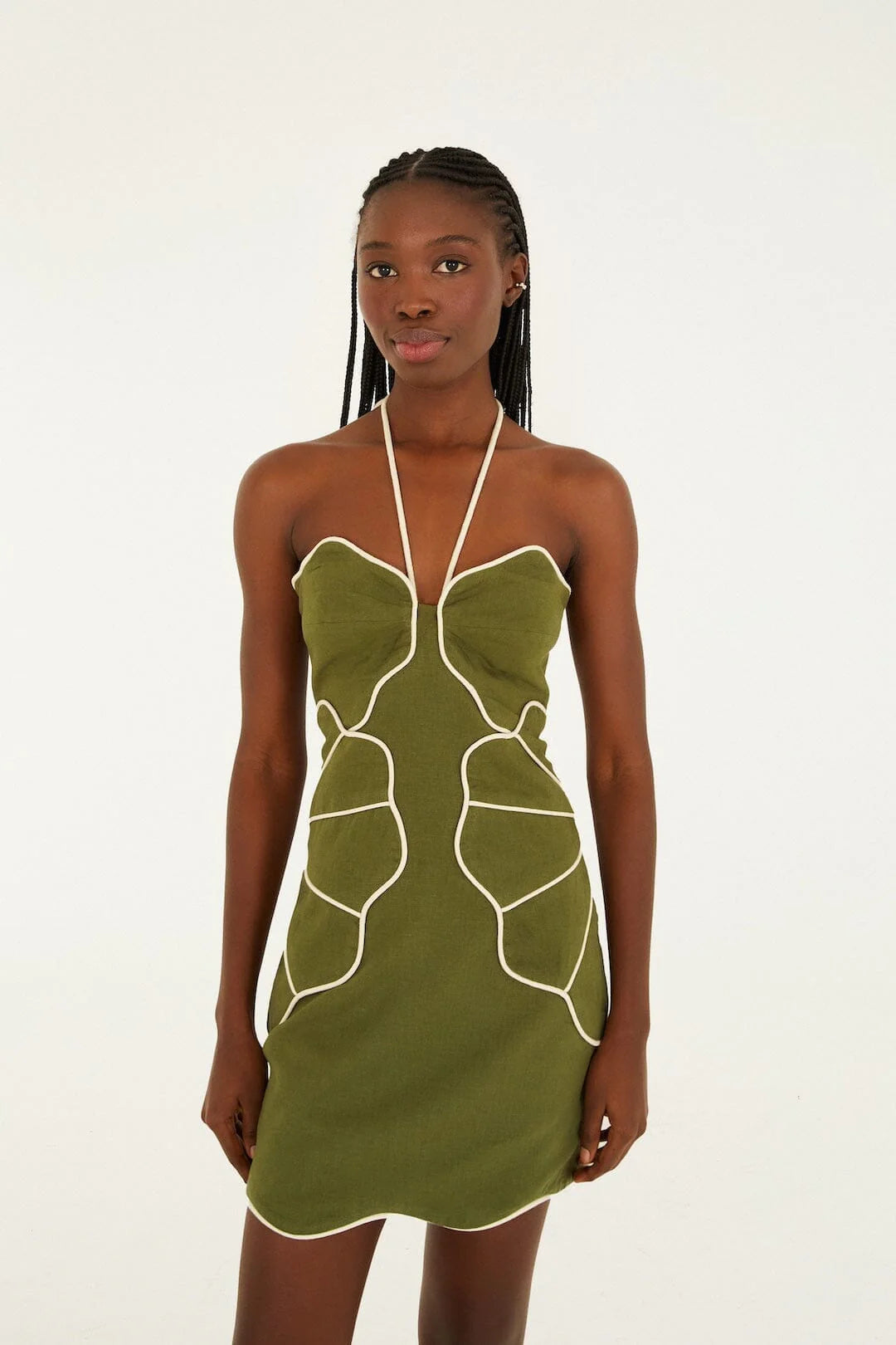 Green Wavy Cutouts Mini Dress